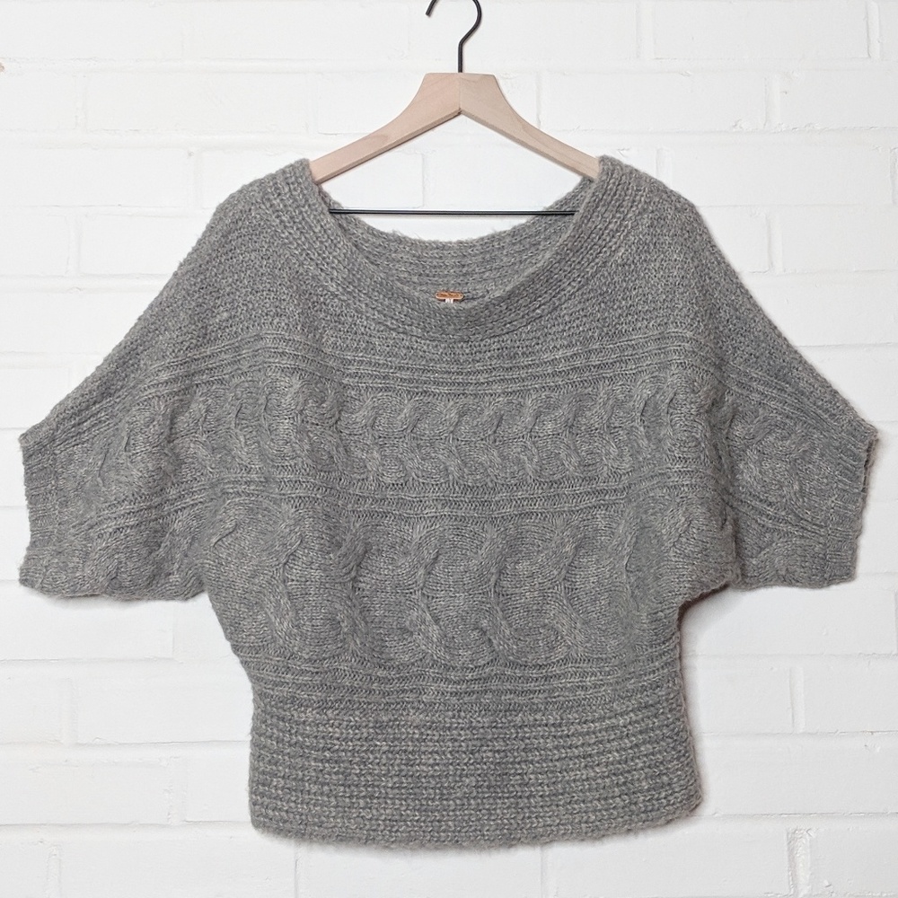 Free People Cable Pullover Dolman Sleeve Sweater